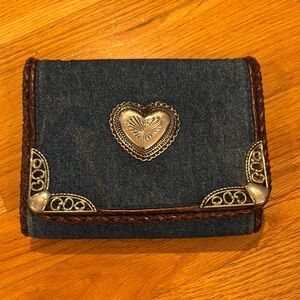 Denim Purse with Silver Heart Accent & Trim.  Multiple inside pockets.